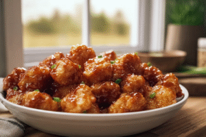 Baked Honey BBQ Popcorn Chicken