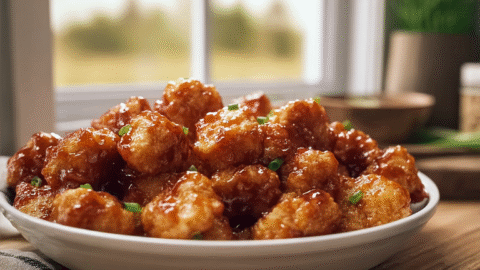 Baked Honey BBQ Popcorn Chicken