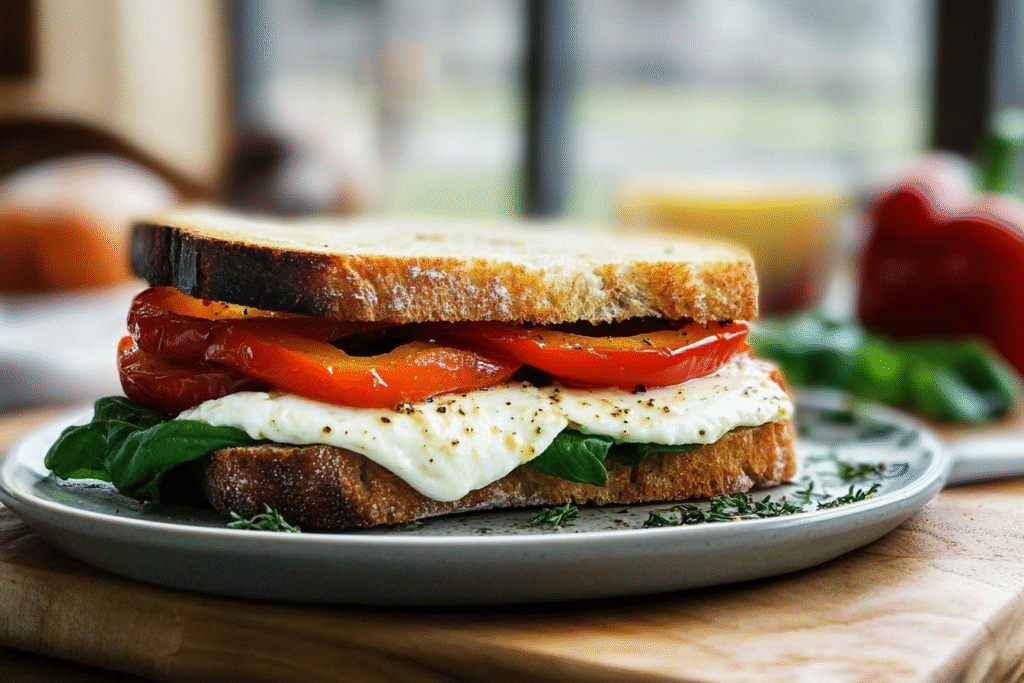 Roasted Pepper and Mozzarella Sandwich