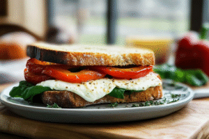 Roasted Pepper and Mozzarella Sandwich