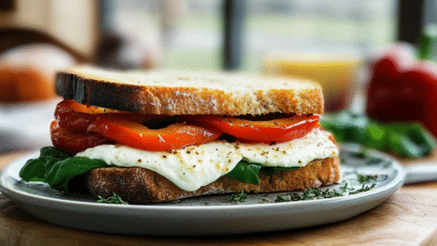 Roasted Pepper and Mozzarella Sandwich