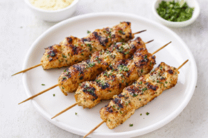 Grilled Ranch Garlic Parmesan Chicken Skewers
