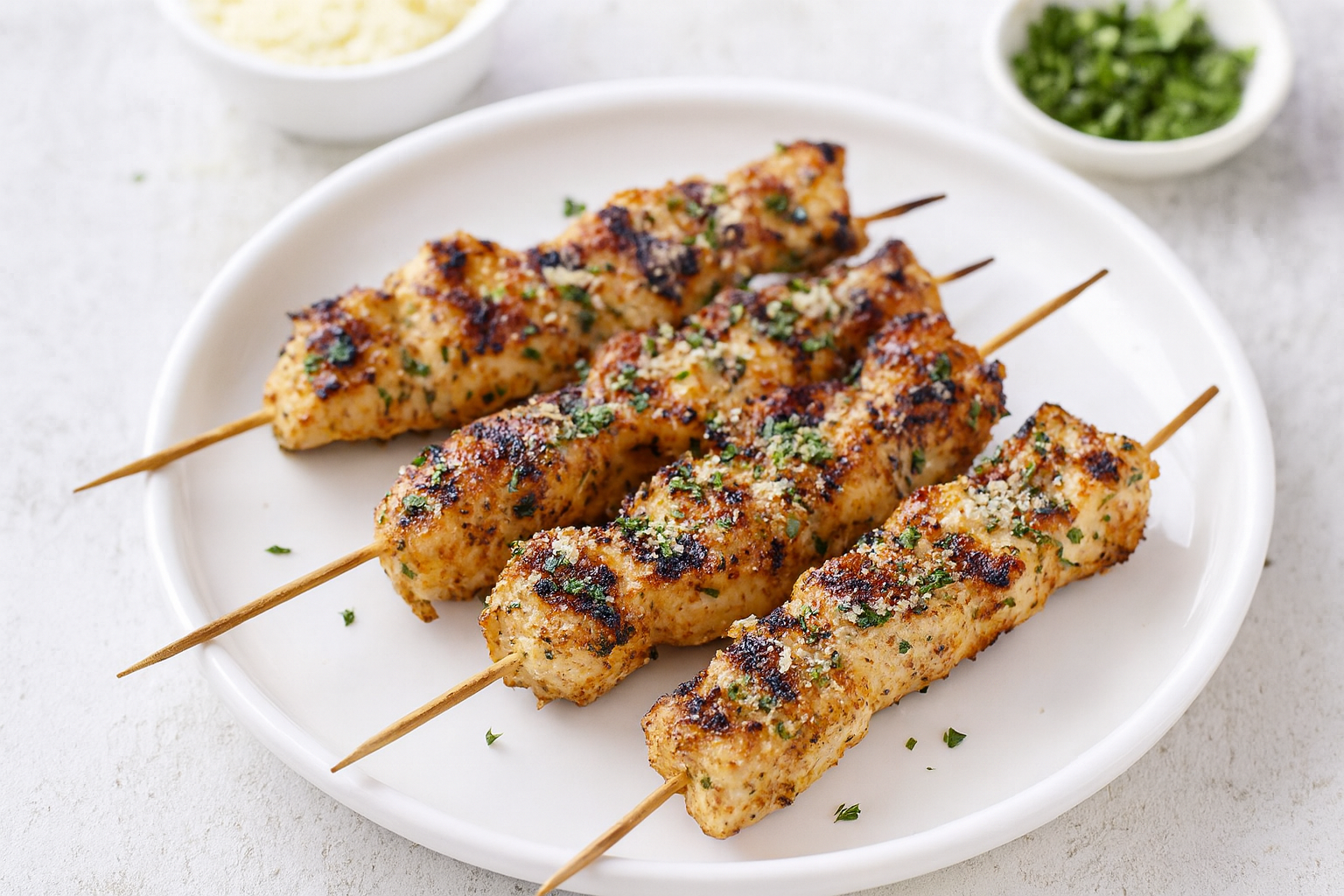 Grilled Ranch Garlic Parmesan Chicken Skewers
