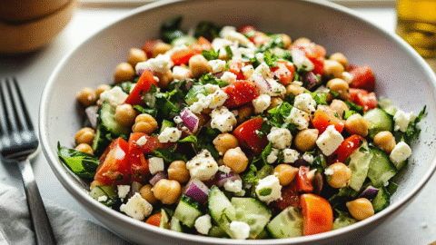 Mediterranean Chickpea Feta Salad