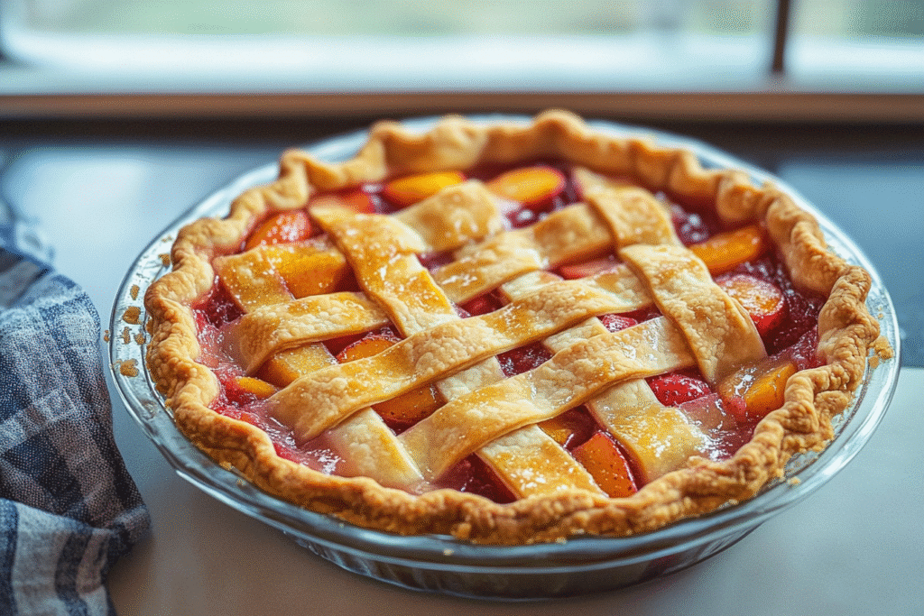 Honey Strawberry Peach Pie