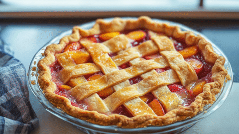 Honey Strawberry Peach Pie