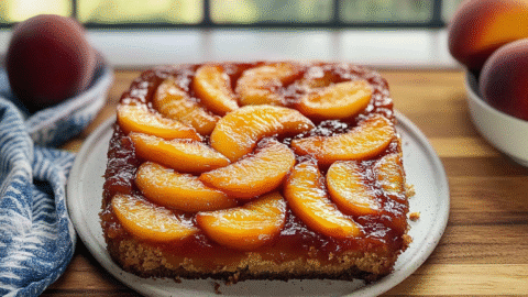 Peach upside-down cake