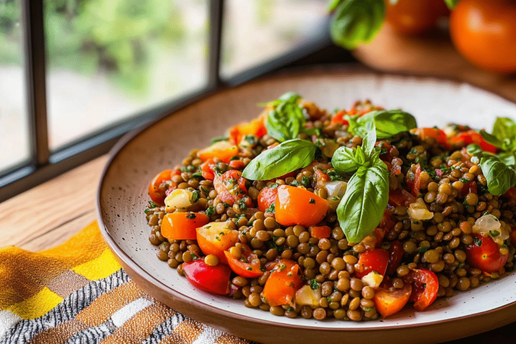 Lentil Tomato Basil Salad