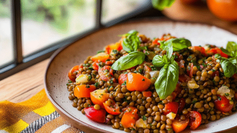 Lentil Tomato Basil Salad