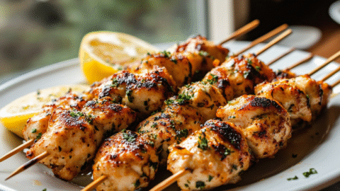 Garlic Parmesan Chicken Skewers
