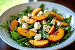 Peach Feta Arugula Salad