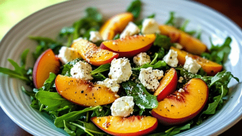 Peach Feta Arugula Salad