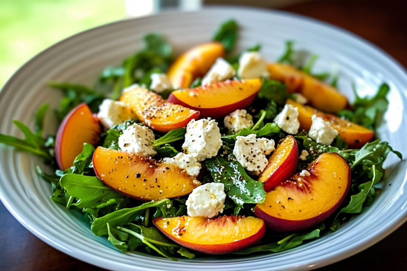 Peach Feta Arugula Salad