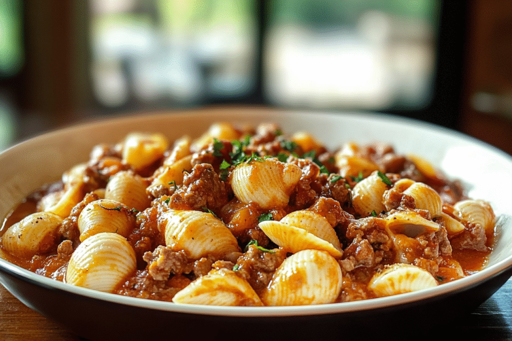 Creamy Beef and Shells