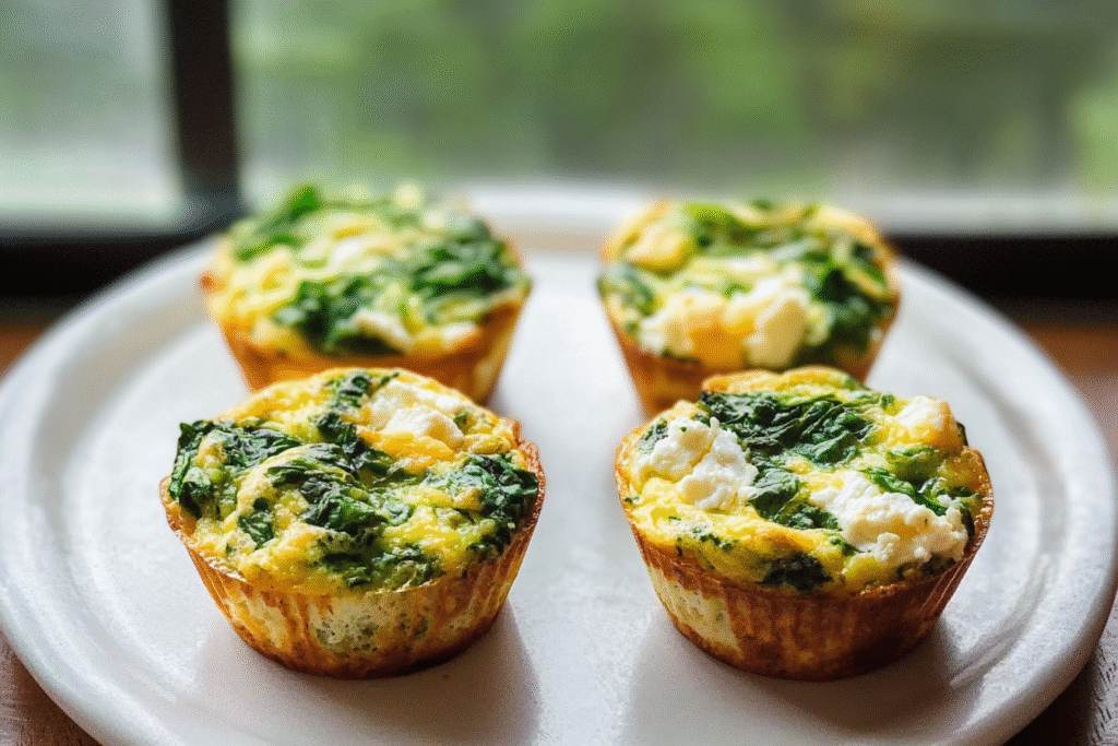 Spinach goat cheese egg muffins
