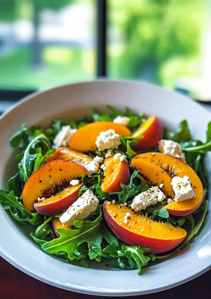Peach Feta Arugula Salad