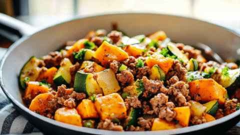 Ground Beef Zucchini Sweet Potato Skillet