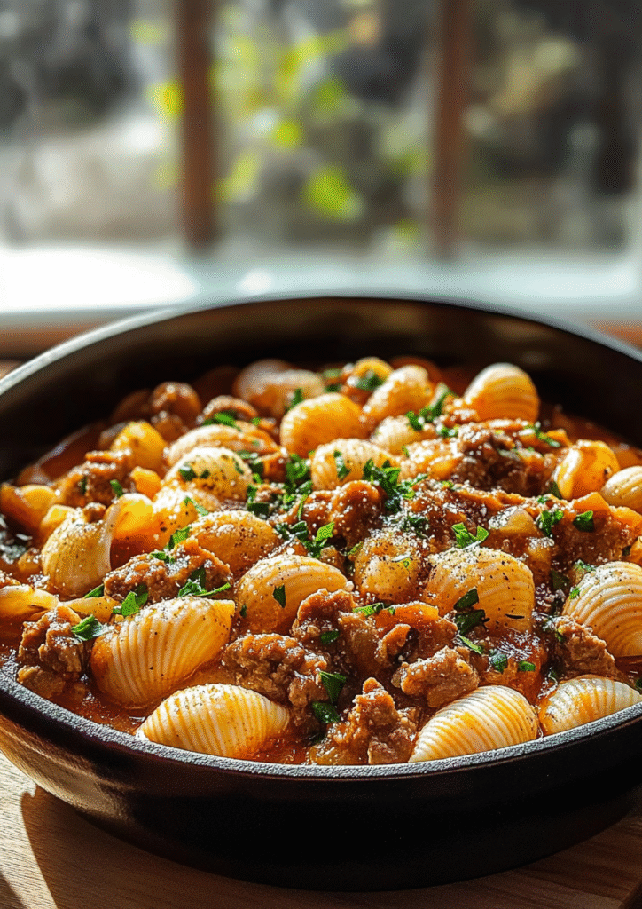 Creamy Beef and Shells