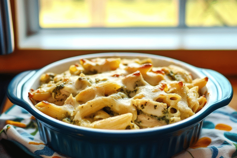 Creamy Pesto Chicken Pasta Bake