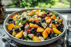 Blueberry Peach Feta Salad