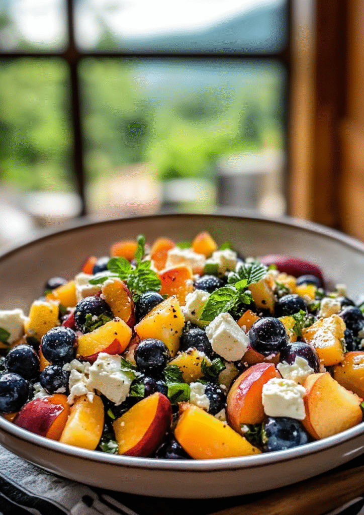 Blueberry Peach Feta Salad