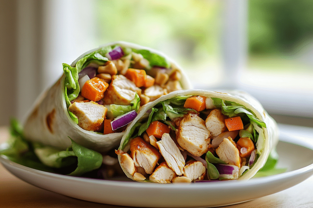 Thai Peanut Chicken Wraps