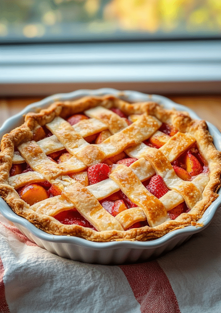 Honey Strawberry Peach Pie