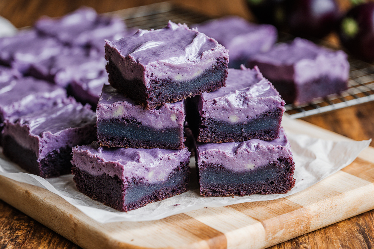 Fudgy Ube Brownies