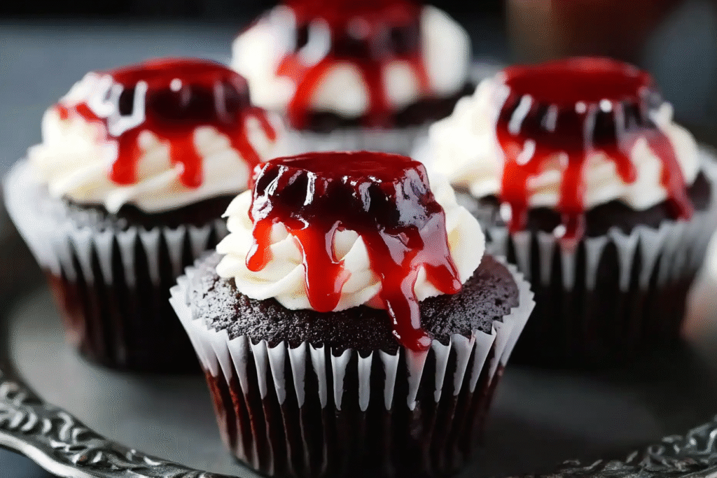 Halloween Vampire Bite Cupcakes