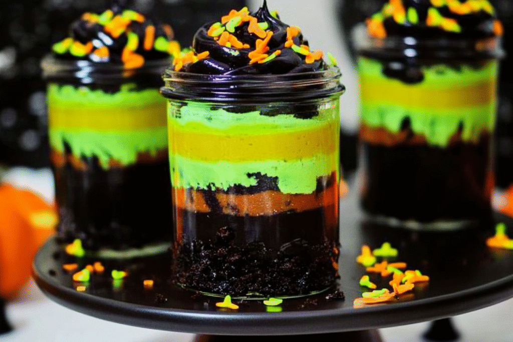 Witches’ Brew Halloween Cake Jars