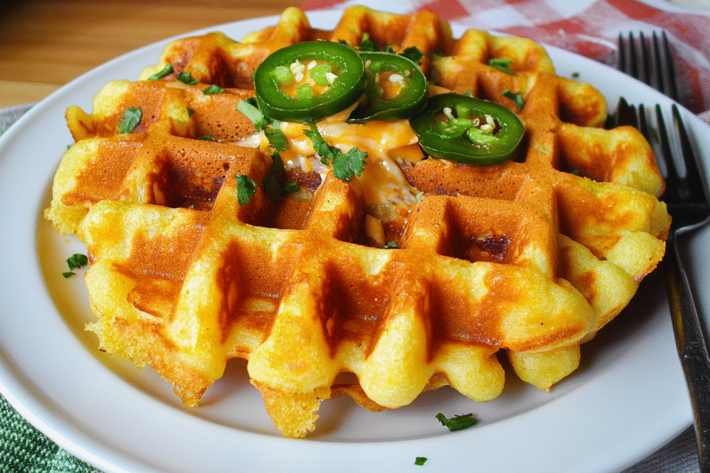 Cheddar Jalapeño Cornbread Waffles