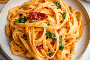 creamy vegan sun-dried tomato pasta