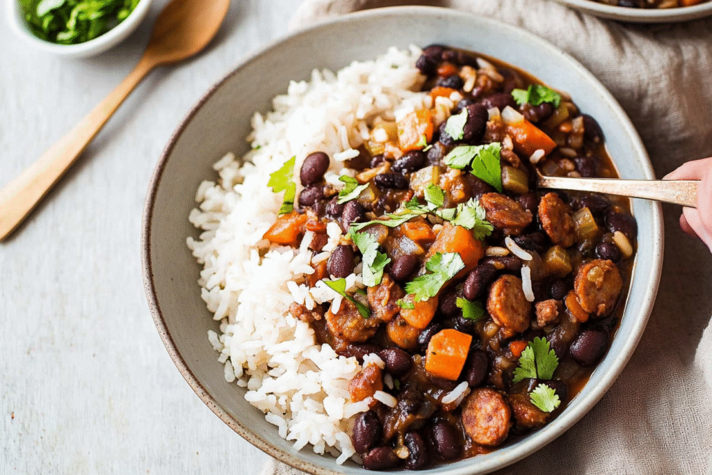 black beans and rice with sausage