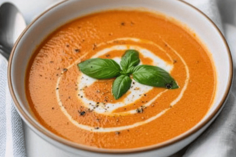 creamy roasted tomato and red pepper soup