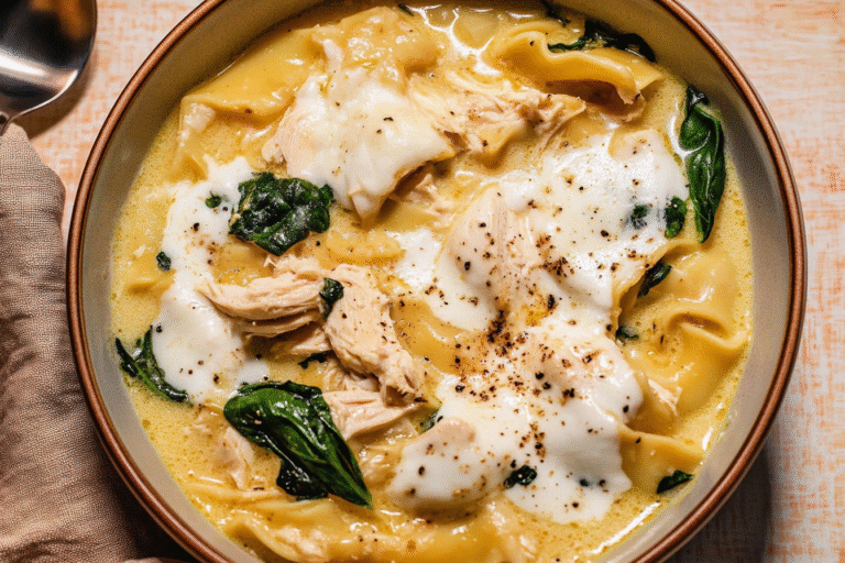 White Chicken Lasagna Soup
