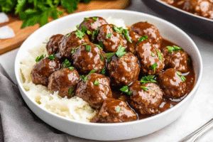 Slow Cooker Salisbury Steak Meatballs