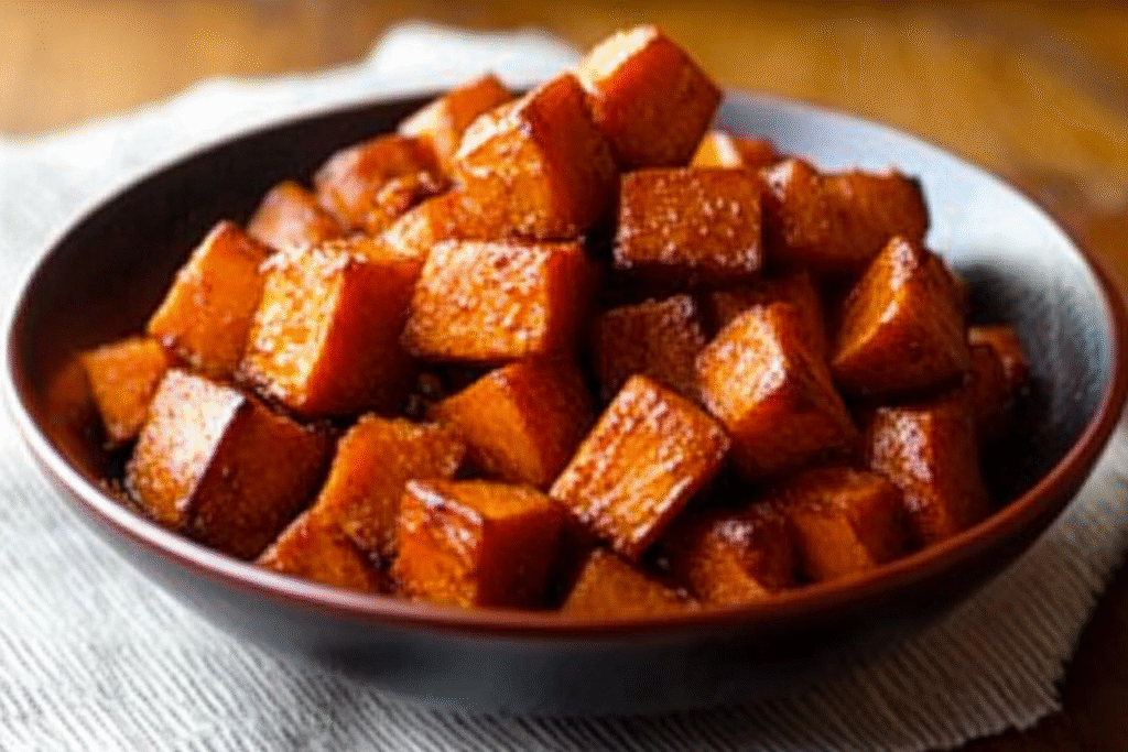 Roasted sweet potatoes with cinnamon and honey
